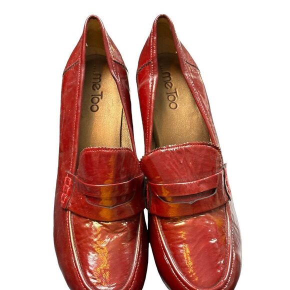 Me Too Red Patent Leather High Heel Loafers Size 8 - Picture 2 of 9